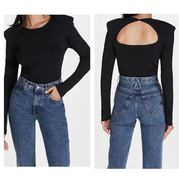 Endless Rose Tops - Endless Rose Shoulder Pad Knit Crop Long Sleeve Top
